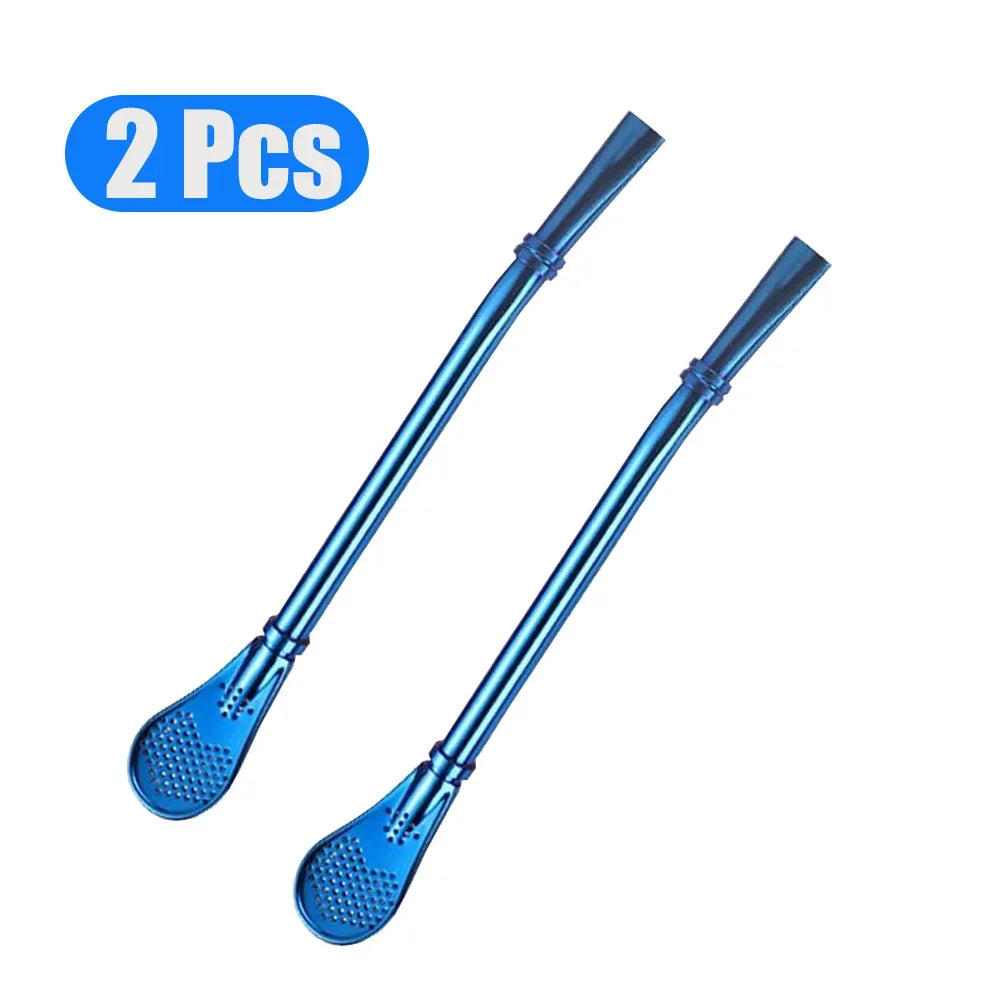 1-5Pcs Stainless Steel 304 Straw Spoon Tea Filter Reusable Spoon Filter Straw Yerba Mate Bombilla for Bar Cocktail Accessories