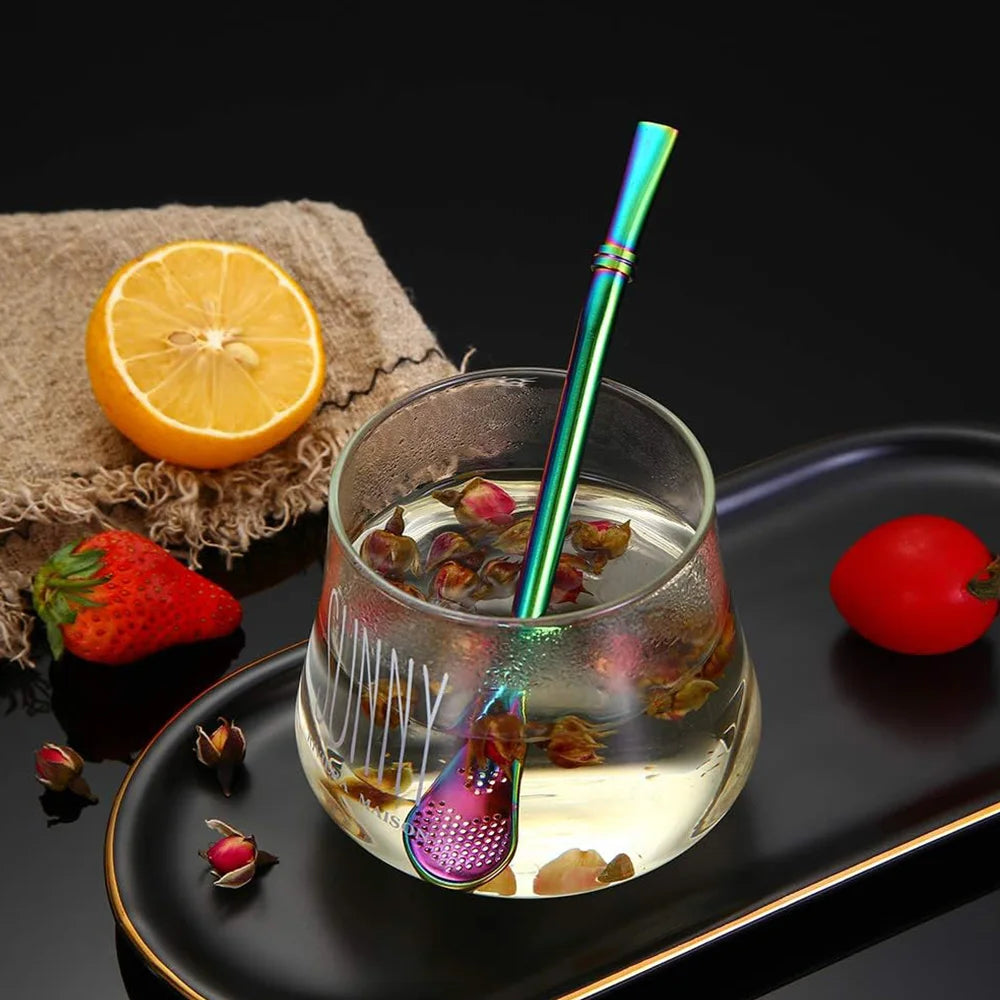 1-5Pcs Stainless Steel 304 Straw Spoon Tea Filter Reusable Spoon Filter Straw Yerba Mate Bombilla for Bar Cocktail Accessories