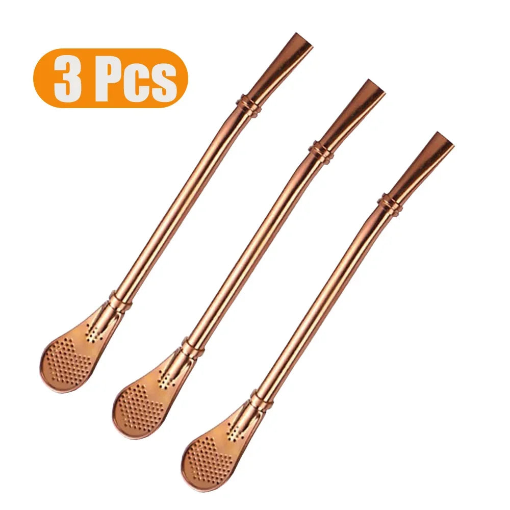 1-5Pcs Stainless Steel 304 Straw Spoon Tea Filter Reusable Spoon Filter Straw Yerba Mate Bombilla for Bar Cocktail Accessories