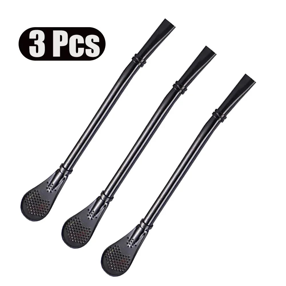 1-5Pcs Stainless Steel 304 Straw Spoon Tea Filter Reusable Spoon Filter Straw Yerba Mate Bombilla for Bar Cocktail Accessories