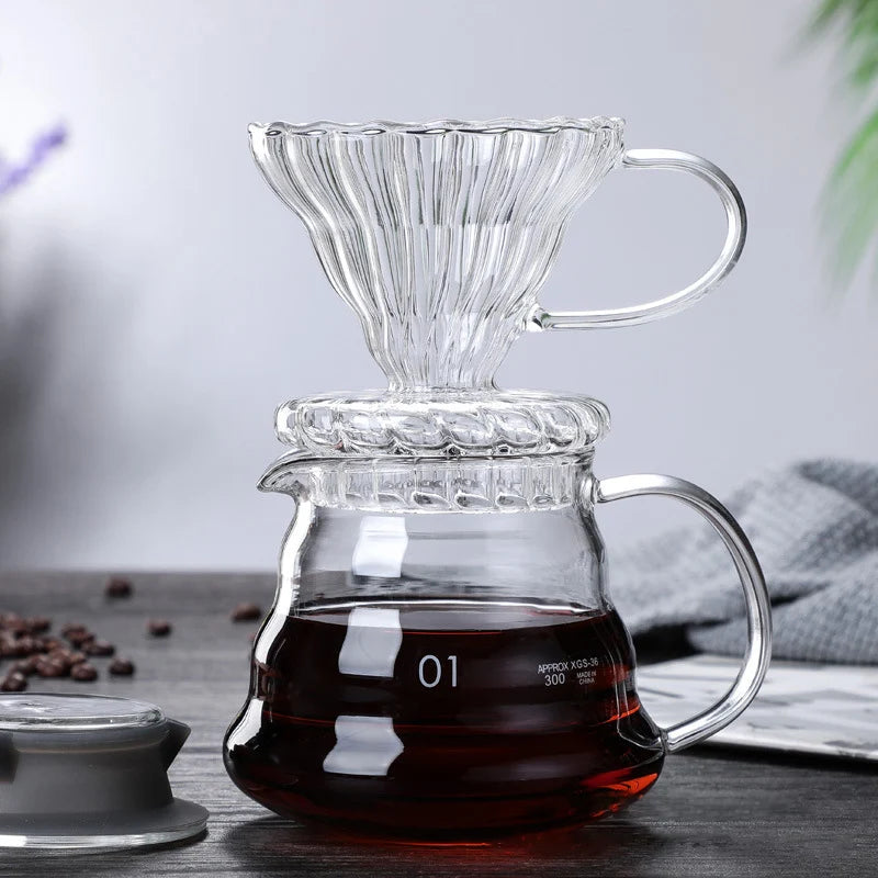 Coffee Dripper V Shaped Pour Over Coffee Pot Hand Brewing Pots Coffee Filter Cup Coffee Kettle Dripper Stand Coffee Maker Set