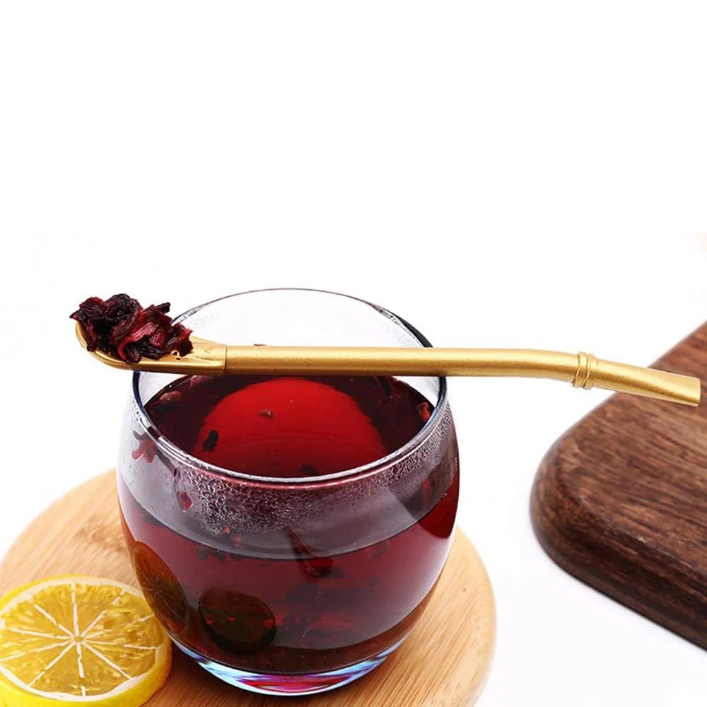 1-5Pcs Stainless Steel 304 Straw Spoon Tea Filter Reusable Spoon Filter Straw Yerba Mate Bombilla for Bar Cocktail Accessories