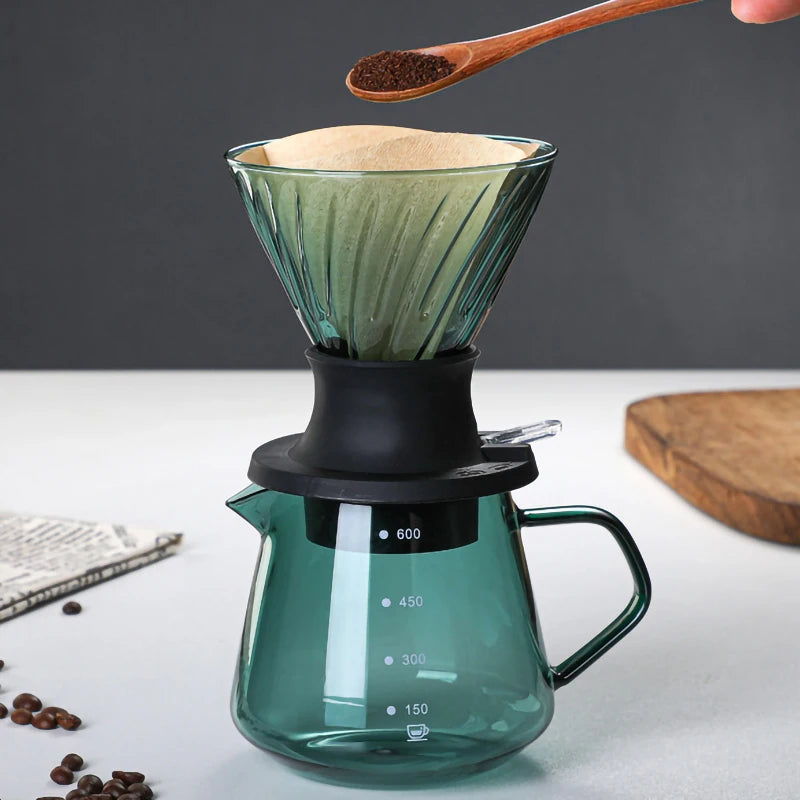 Immersion Dripper Switch Glass Pour Over Coffee Maker V Shape Drip Coffee Dripper and Filters V02