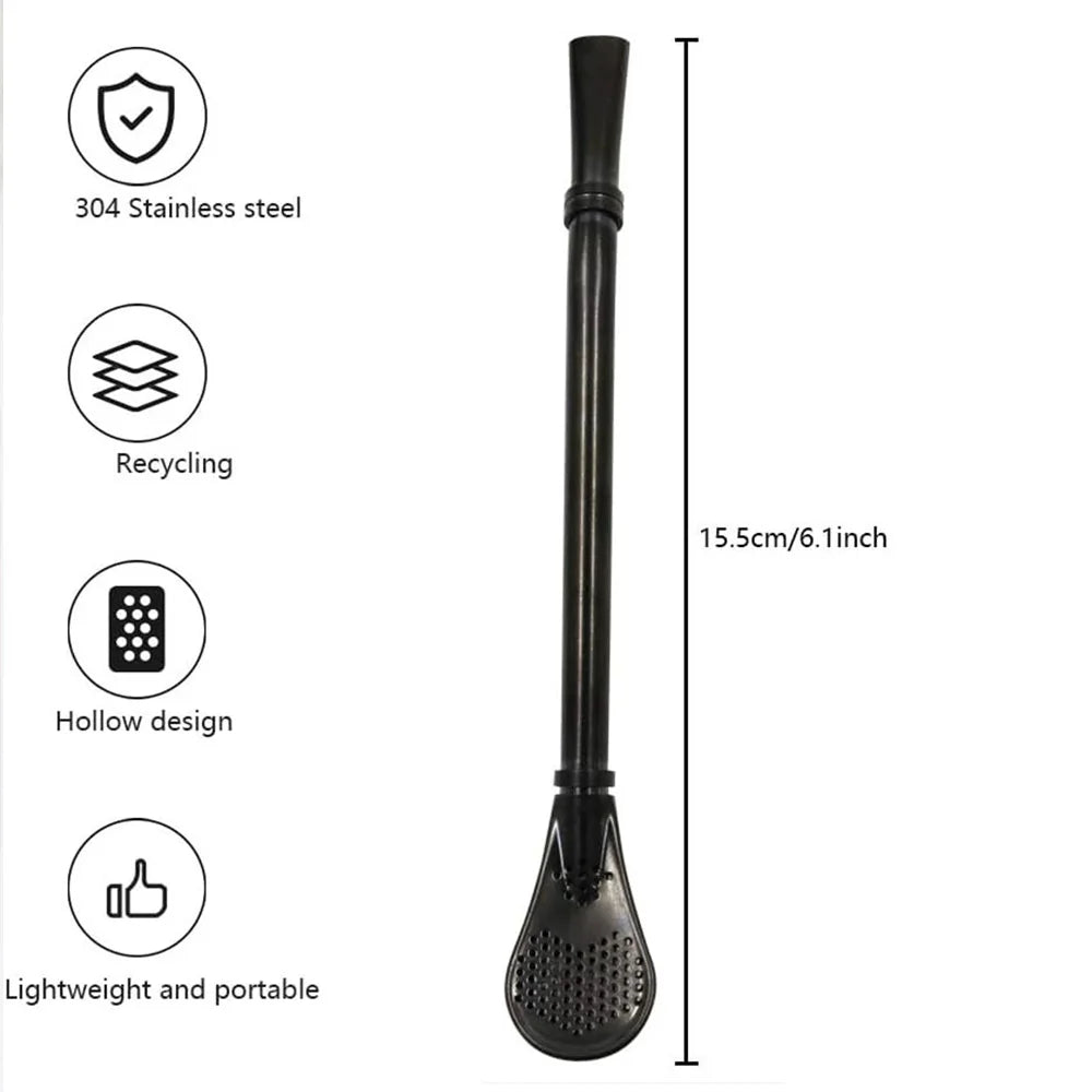 1-5Pcs Stainless Steel 304 Straw Spoon Tea Filter Reusable Spoon Filter Straw Yerba Mate Bombilla for Bar Cocktail Accessories