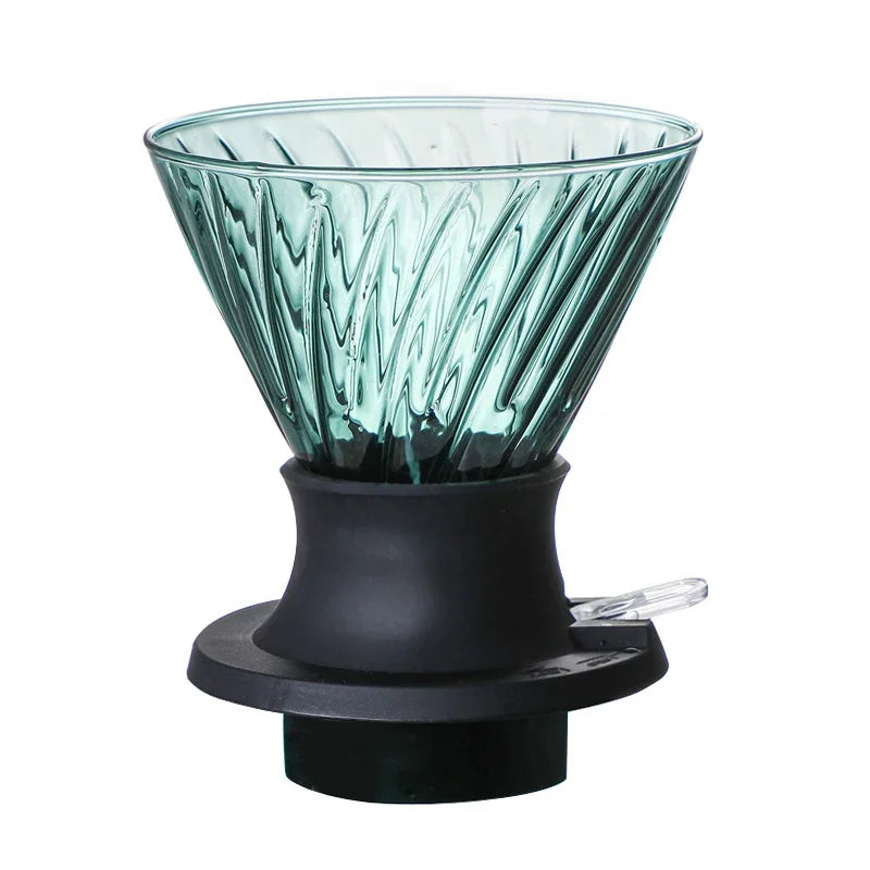 Immersion Dripper Switch Glass Pour Over Coffee Maker V Shape Drip Coffee Dripper and Filters V02