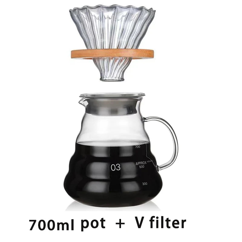 300/500/700ml Glass Coffee Pot With Filter Drip Brewing Hot Brewer Cloud Shaped Kettle Coffee Brewer Utensils Clear Teapot