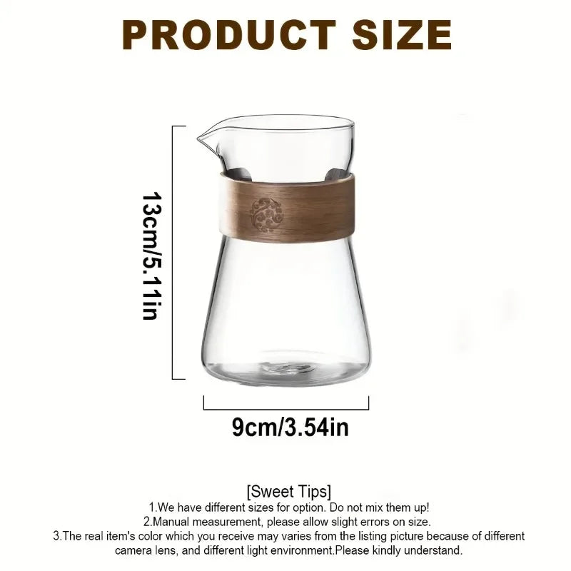 17oz/500ml Glass Coffee Pot Carafe High Borosilicate Espresso Shot Glass Mug with Wood Heat-Resistant Layer,Coffee Accesories
