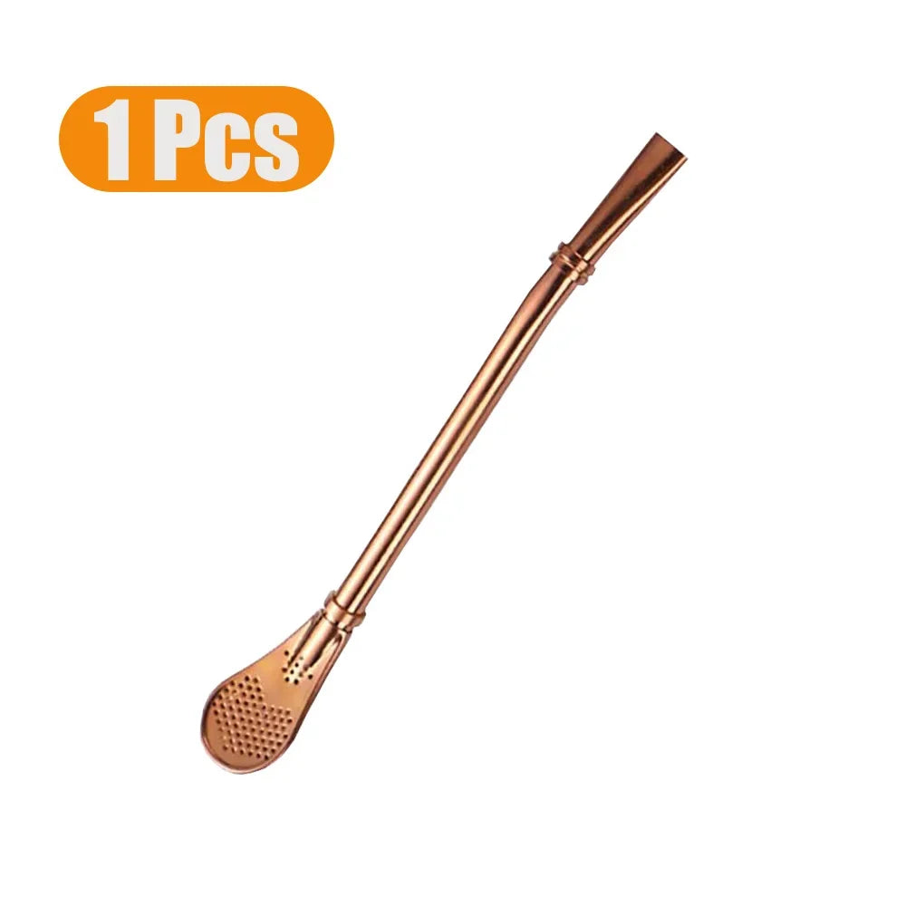 1-5Pcs Stainless Steel 304 Straw Spoon Tea Filter Reusable Spoon Filter Straw Yerba Mate Bombilla for Bar Cocktail Accessories