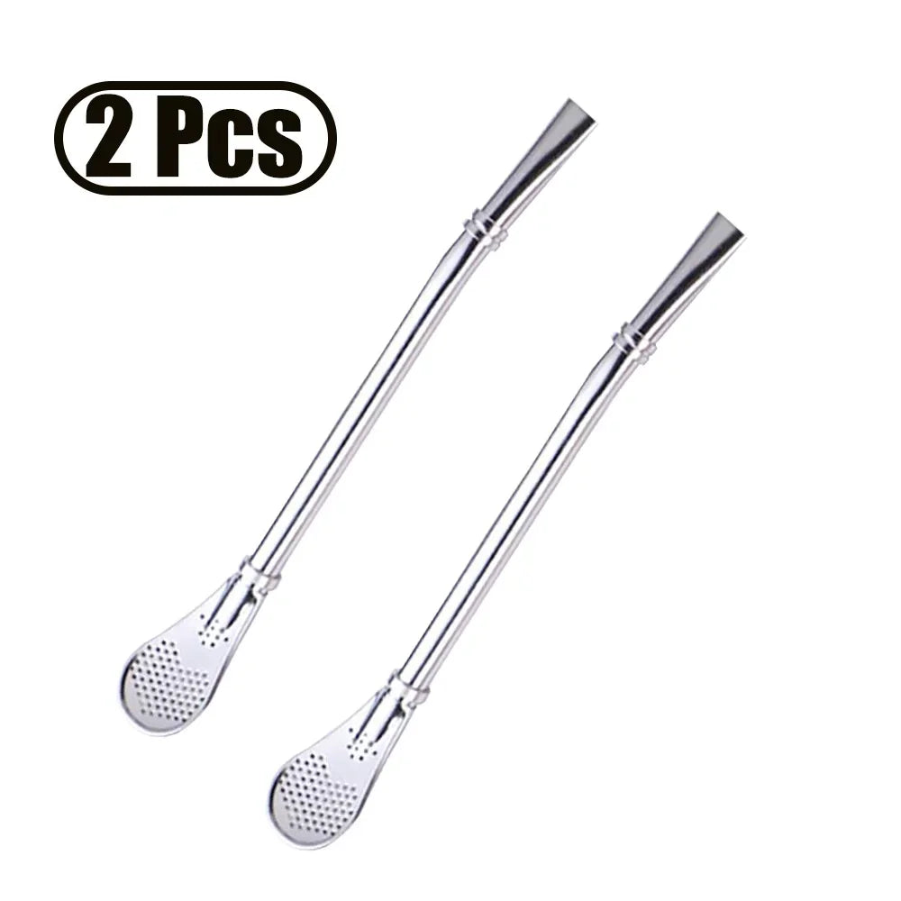 1-5Pcs Stainless Steel 304 Straw Spoon Tea Filter Reusable Spoon Filter Straw Yerba Mate Bombilla for Bar Cocktail Accessories