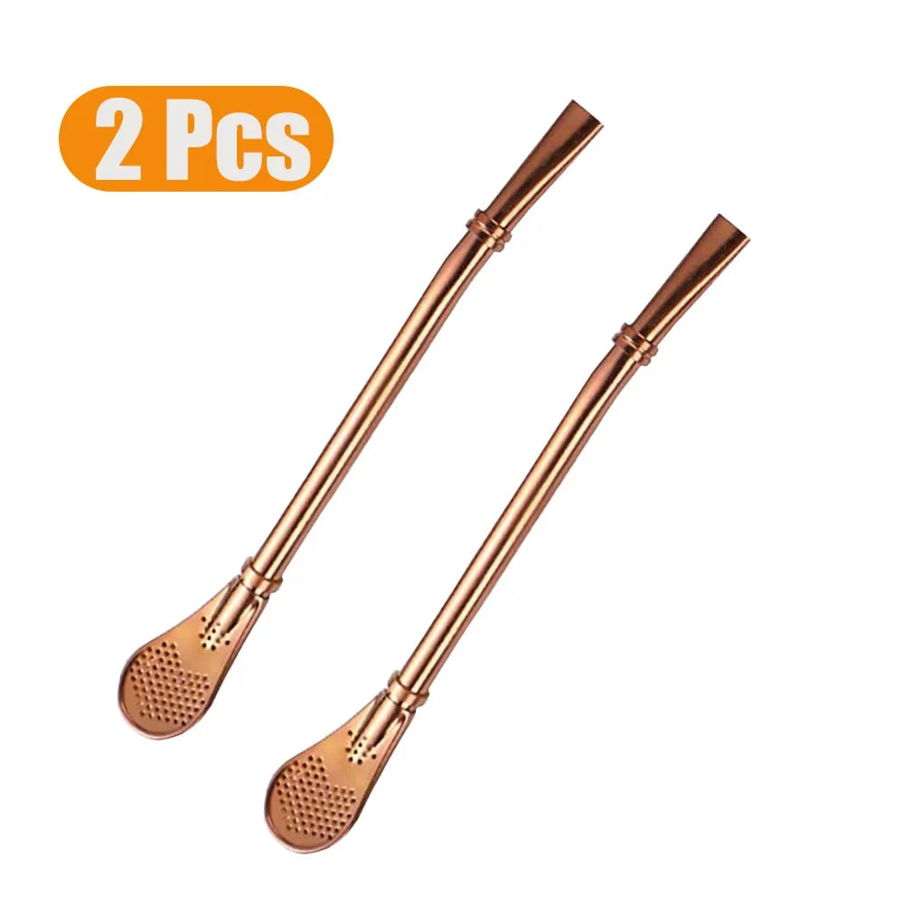 1-5Pcs Stainless Steel 304 Straw Spoon Tea Filter Reusable Spoon Filter Straw Yerba Mate Bombilla for Bar Cocktail Accessories