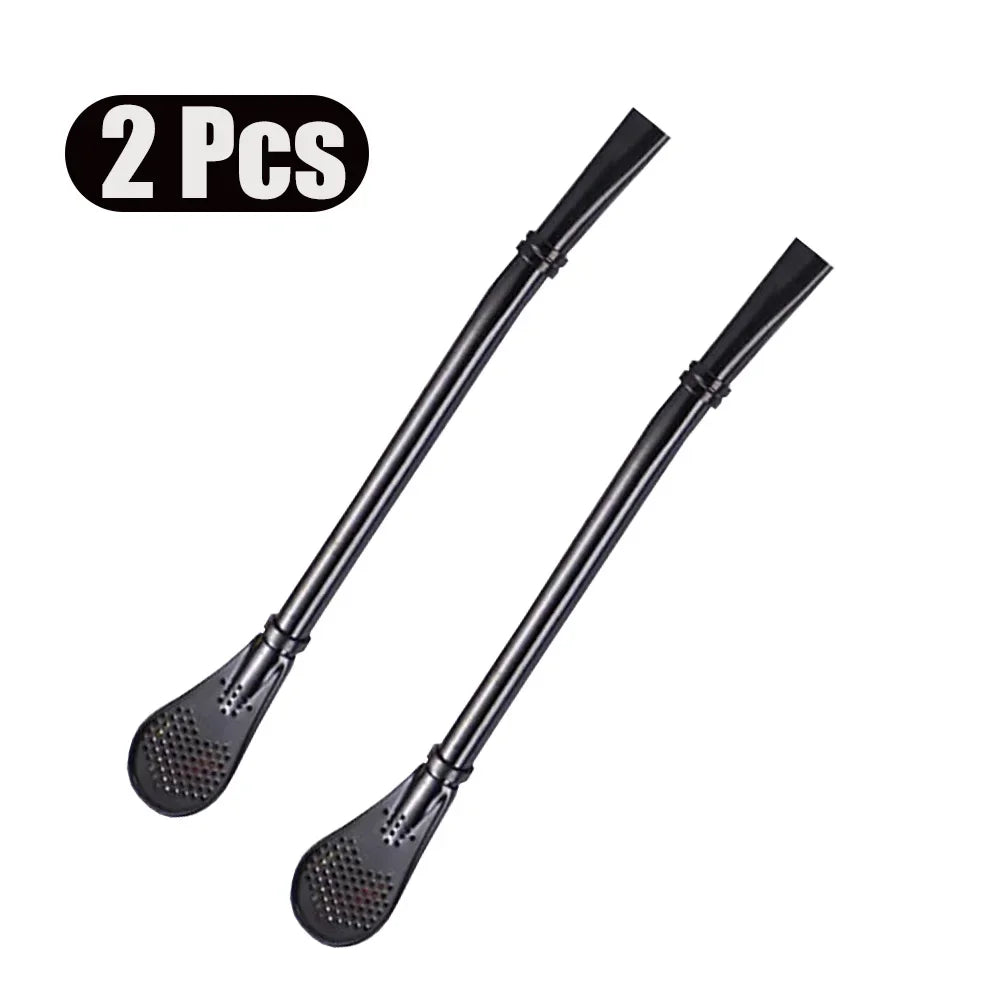 1-5Pcs Stainless Steel 304 Straw Spoon Tea Filter Reusable Spoon Filter Straw Yerba Mate Bombilla for Bar Cocktail Accessories